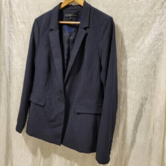 Blazer Sz 12 Blue Pinstripe Willow & Thread Women’s - Picture 2 of 10